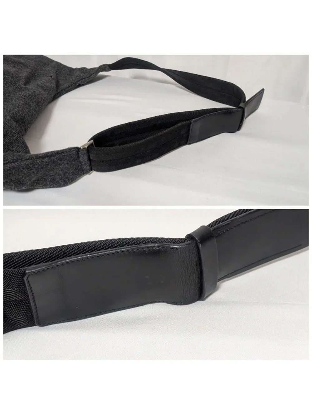 Prada Wool Triangle Logo Gray Messenger Bag Length Adjustable